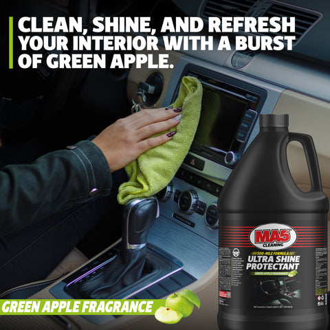 MA5X Ultra Shine Protectant - UV Resistant - Car Interior Protectant - Multi-Surface Cleaner with Green Apple Scent (Pack of 1, Gallon)