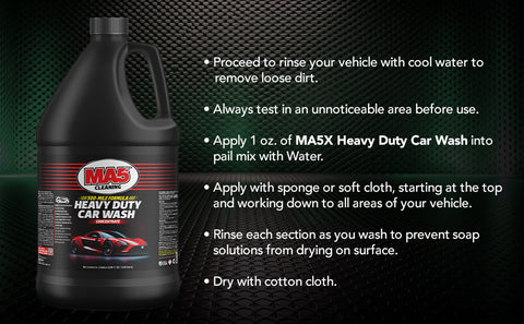 MA5X Heavy Duty Car Wash Soap – Concentrated, Streak-Free – High Foam, pH Balanced (Pack of 1 Gallon)
