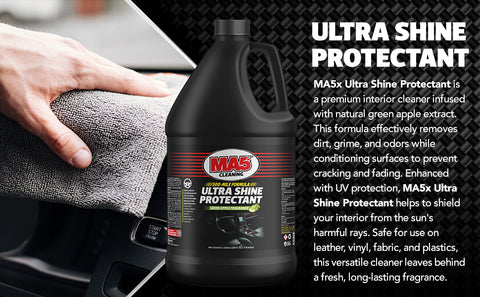 MA5X Ultra Shine Protectant - UV Resistant - Car Interior Protectant - Multi-Surface Cleaner with Green Apple Scent (Pack of 1, Gallon)