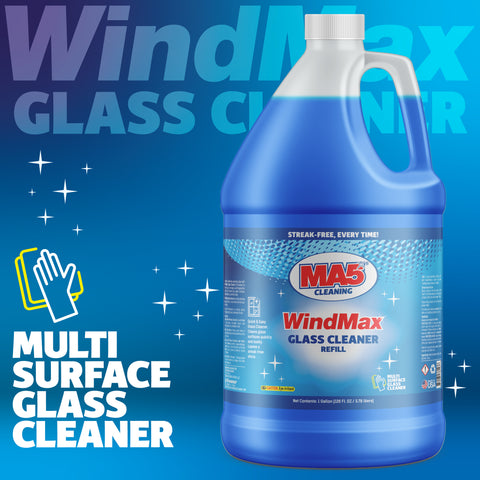 MA5x WindMax Glass Cleaner, Eco-Friendly, Streak-Free Multi-Surface Spray (Gallon, Pack of 4)