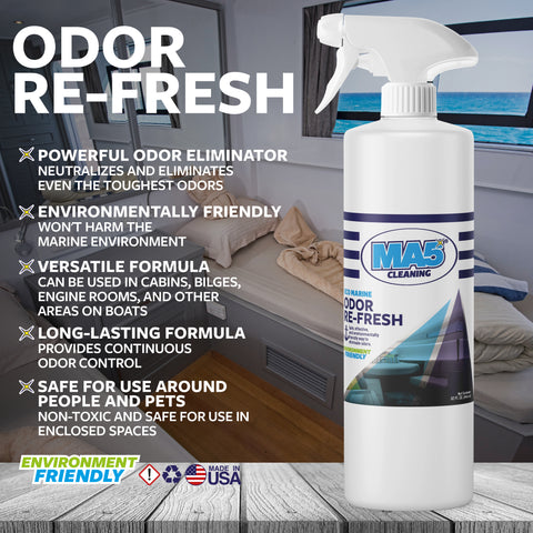 Odor Re-fresh | Odor Eliminator for Boats | Environment Friendly | Concentrate | 32oz Spray Bottle | Pack of 1