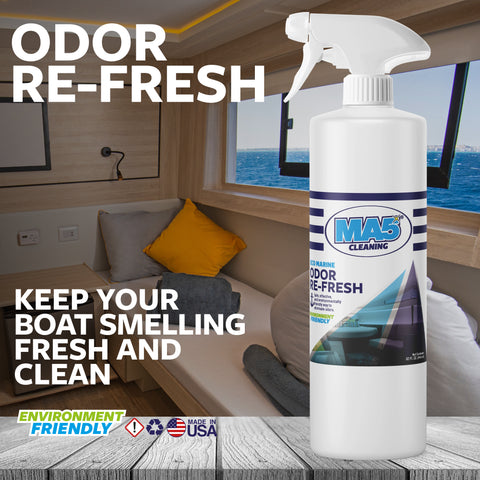 Odor Re-fresh | Odor Eliminator for Boats | Environment Friendly | Concentrate | 32oz Spray Bottle | Pack of 4