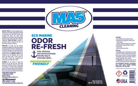Odor Re-fresh | Odor Eliminator for Boats | Environment Friendly | Concentrate | 32oz Spray Bottle | Pack of 4