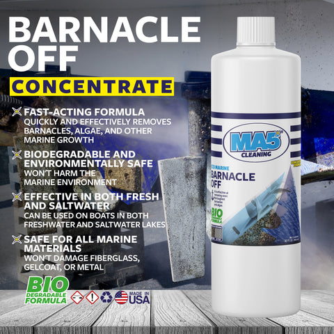 Barnacle Off | Remover and Cleaner for Boats | Biodegradable and Concentrated Formula | 32oz Bottle | Pack of 1