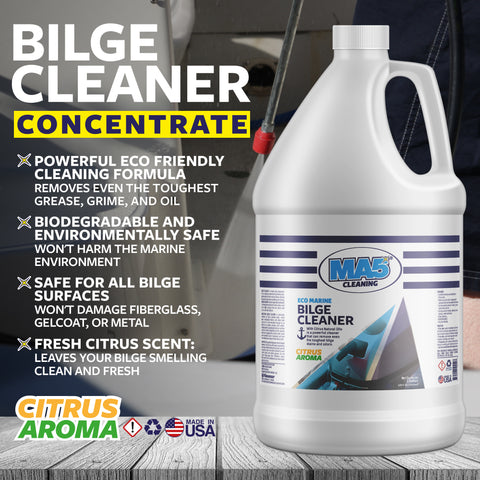 Boat Bilge Cleaner | Powerful Eco Marine Bilge Cleaning Solution | Fresh Citrus Aroma Clean Scent | 1 Gallon