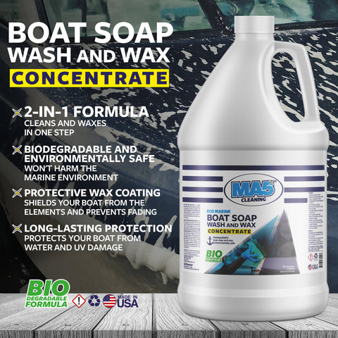 Boat Soap Wash and Wax | Biodegradable and Concentrated Formula | Heavy Duty and Fast Acting Boat Cleaner | Gallon | Pack of 1