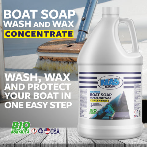 Boat Soap Wash and Wax | Biodegradable and Concentrated Formula | Heavy Duty and Fast Acting Boat Cleaner | Gallon | Pack of 1