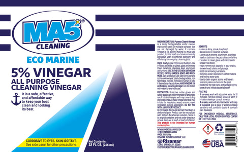 MA5X 5% Vinegar All-Purpose Cleaning Vinegar | Biodegradable & Safe Cleaner | Concentrate | 32oz Bottle | Pack of 2