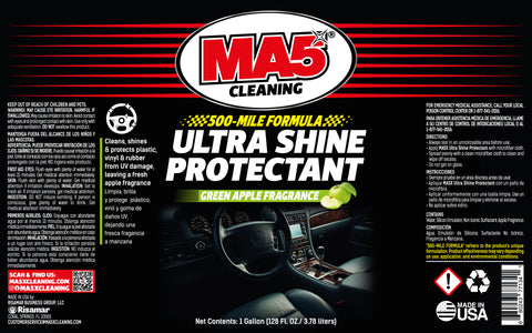 MA5X Ultra Shine Protectant - UV Resistant - Car Interior Protectant - Multi-Surface Cleaner with Green Apple Scent (Pack of 1, Gallon)