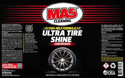 MA5X Ultra Tire Shine - Wet-Look Tire Spray & Protectant - Concentrated, Long-Lasting No-Sling Formula (Pack of 1, Gallon)