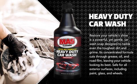 MA5X Heavy Duty Car Wash Soap – Concentrated, Streak-Free – High Foam, pH Balanced (Pack of 4, 32oz Bottle)