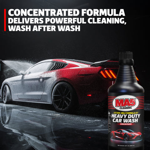 MA5X Heavy Duty Car Wash Soap – Concentrated, Streak-Free – High Foam, pH Balanced (Pack of 4, 32oz Bottle)