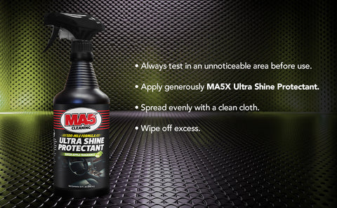 MA5X Ultra Shine Protectant - UV Resistant - Car Interior Protectant - Multi-Surface Cleaner with Green Apple Scent (Pack of 4, 32oz Bottle)
